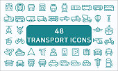 istock Set Of 48 Transport Related Vector Line Icons 1064456242