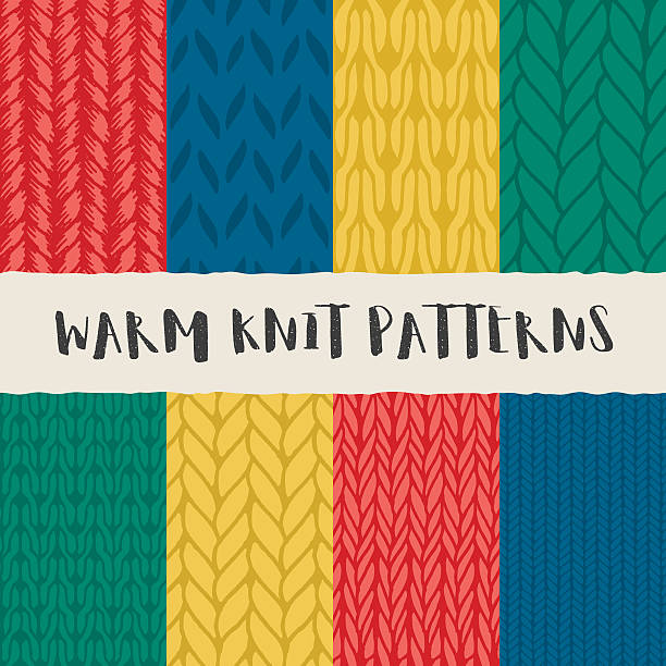 bildbanksillustrationer, clip art samt tecknat material och ikoner med set of 8 decorative knit seamless patterns. - knitting