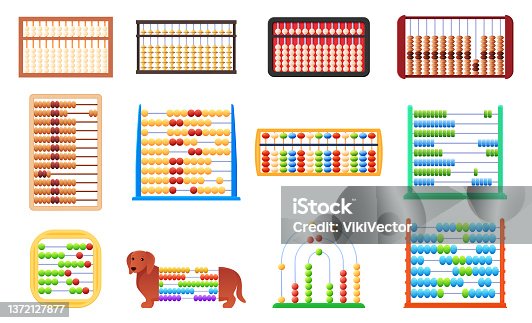 istock Set of abacus different shape and color vector mathematics or arithmetic educational equipment 1372127877
