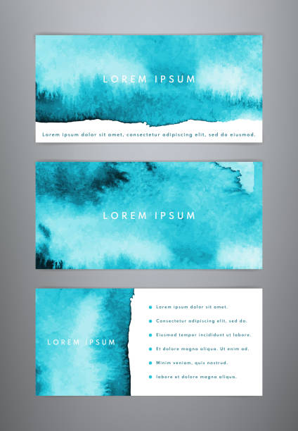Set of abstract creative watercolor banners Set of abstract creative watercolor banners. Sea watercolor backgrounds. Templates for banner, flyer, brochure, list, ad, cover water borders stock illustrations
