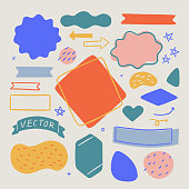 Set of abstract organic shapes and textures for design layouts — hand-drawn vector elements
