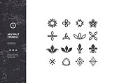 Set of Abstract Symbols and Graphic Elements. Vector Floral Icons. Hipster Designs for Labels, Badges and Logos.