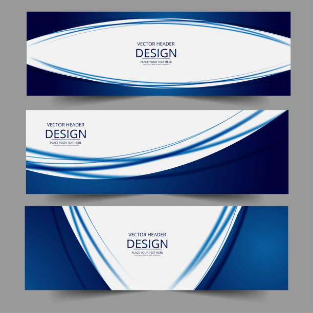 Set of abstract vector banners design. Collection of web banner template. Set of abstract vector banners design. Collection of web banner template. modern template design for web, ads, flyer, poster with 3 different colors isolated on grey background blue borders stock illustrations