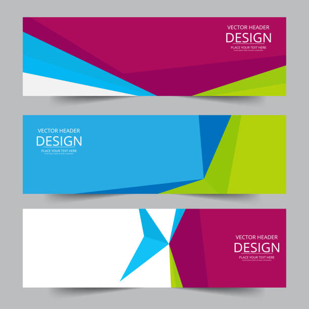 Set of abstract vector banners design. Collection of web banner template. Set of abstract vector banners design. Collection of web banner template. modern template design for web, ads, flyer, poster with 3 different colors isolated on grey background plan document borders stock illustrations