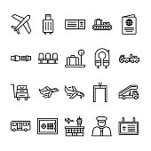 Set of airport outline icon style vector illustration