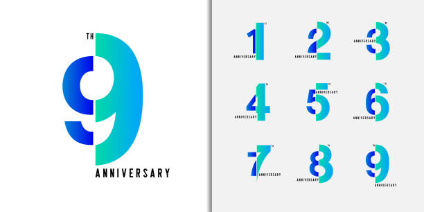 Set of anniversary logotype. Modern colorful anniversary celebration icons design for company profile, booklet, leaflet, magazine, brochure poster, web, invitation or greeting card. Set of anniversary logotype. Modern colorful anniversary celebration icons design for company profile, booklet, leaflet, magazine, brochure poster, web, invitation or greeting card. Vector illustration. anniversary symbols stock illustrations