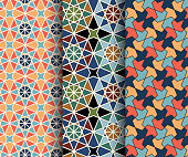 Set of arabesque seamless islamic pattern. Morocco mosaic abstract background.