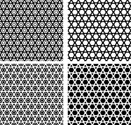 set of   arabian  contour  seamless  patterns