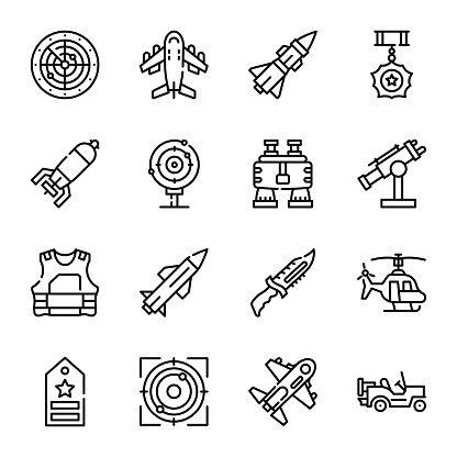 Set of Army Line Icons