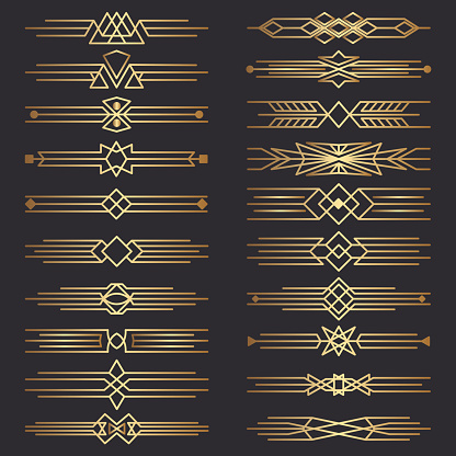 Set of art deco dividers. Decorative lines border. Decor Elements.  Template dividers