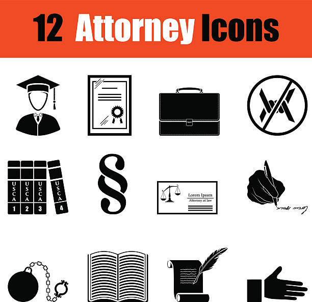 symbole satz der rechtsanwalt - paragraph stock-grafiken, -clipart, -cartoons und -symbole