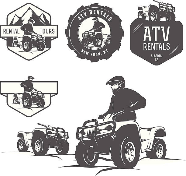Set of ATV labels, badges and design elements Set of ATV labels, badges and design elements. off road vehicle stock illustrations