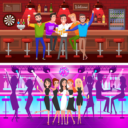 Set of Bachelor Party Fiance and Groom Vector