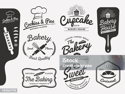 istock Set of bakery and bread logo labels design 482661750
