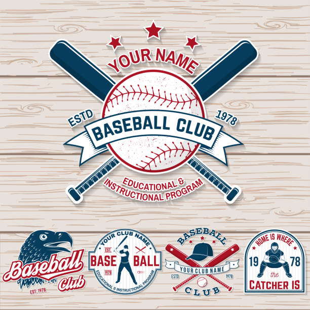 Set of baseball or softball club badge. Vector. Concept for shirt or symbol, print, patch, stamp. Vintage typography design with baseball bats, batter hitting ball and ball for baseball silhouette. Set of baseball or softball club badge. Vector. Concept for shirt or symbol, print, stamp, patch or tee. Vintage typography design with baseball bats, batter hitting ball and ball for baseball silhouette. sports bat stock illustrations