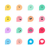 Vector illustration of a collection of cute emoticons reactions