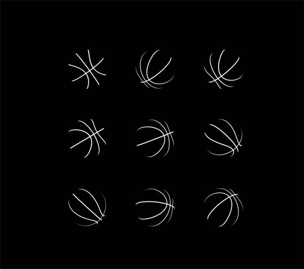 Set of basketball balls with different rotation angles. Vector 3d Set of basketball balls with different rotation angles. Vector 3d illustration basketball hoop stock illustrations
