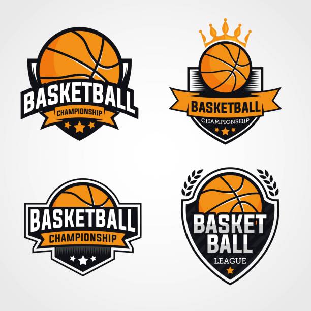 illustrations, cliparts, dessins animés et icônes de ensemble de logos de basketball emblème et badges identité - basketball