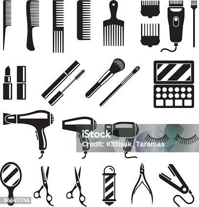 istock Set of beauty salon tools. Vector illustrations. 866411746