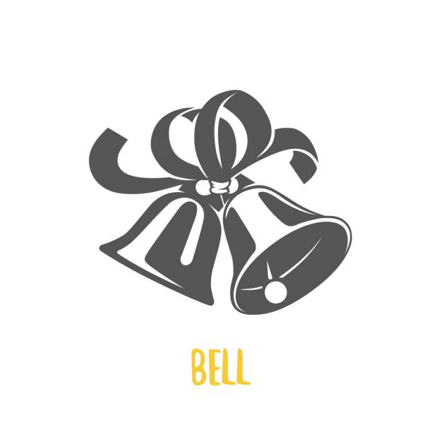 Set of bells  illustration. Logotypes and badges. Vector logotype isolated on dark background. Black and white vector objects bell stock illustrations