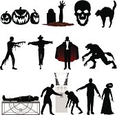 Vampire, werewolf, Frankenstein and more. Files included – jpg, ai (version 8 and CS3), svg, and eps (version 8)