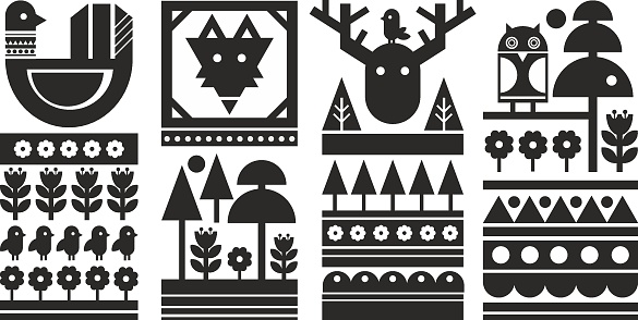 Set of black and white scandinavian prints.