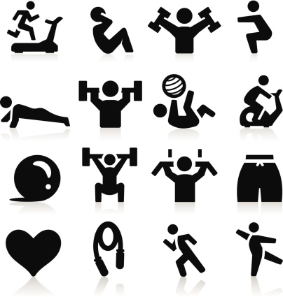 A set of black exercising icons