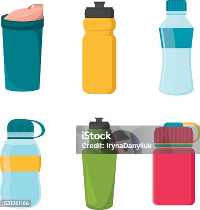istock Set of blank bicycle plastic bottles for water 531261166
