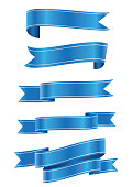 set of blue ribbon banner icon,ribbon baner on white background