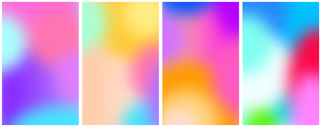 Set of blurred gradient multicolored backgrounds.