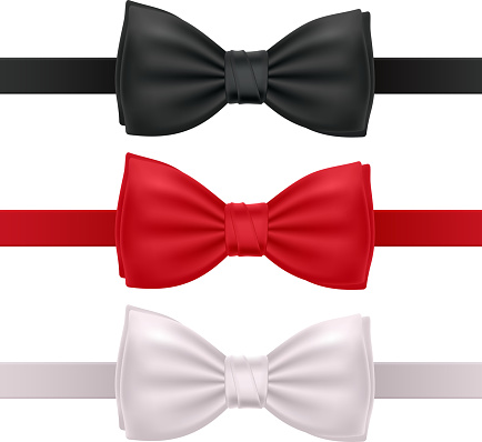 Set of bow ties - red, black and white.