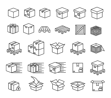 Set of boxes and packaging vector icon set art