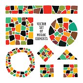 istock Set of bright Mosaic design elements in different forms. 542798432