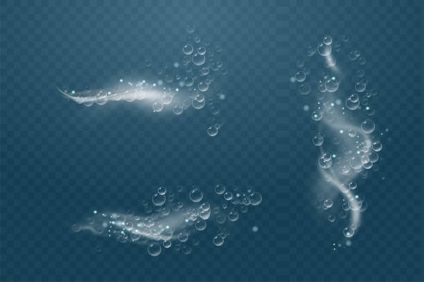 zestaw pęcherzyków pod wodą izolowana ilustracja wektorowa na przezroczystym tle. bąbelkowe powietrze musujące. - soda stock illustrations