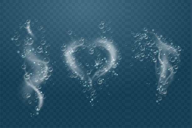 zestaw pęcherzyków pod wodą izolowana ilustracja wektorowa na przezroczystym tle. bąbelkowe powietrze musujące. - soda stock illustrations