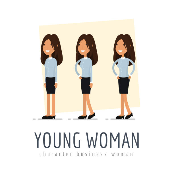 illustrazioni stock, clip art, cartoni animati e icone di tendenza di set di design vettoriale del personaggio di businesswoman - capo sounion