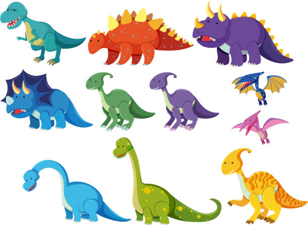 Set of cartoon dinosaurs Set of cartoon dinosaurs illustration dinosaur stock illustrations
