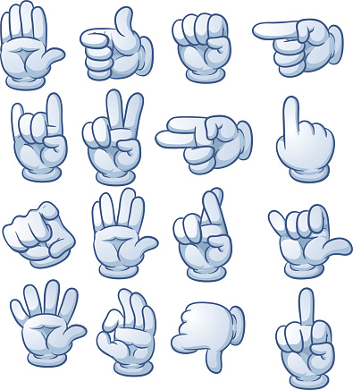 Set of cartoon hands doing different gestures
