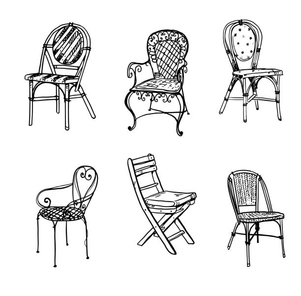 椅子のセットです。ベクター スケッチ。 - 木製　椅子点のイラスト素材／クリップアート素材／マンガ素材／アイコン素材