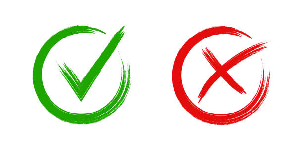 Set of check mark and cross . Green tick and red cross icon . Vector illustration on white background . Checkmark , yes or on concept . Set of check mark and cross . Green tick and red cross icon . Vector illustration on white background . Checkmark , yes or on concept . 10 eps voting borders stock illustrations