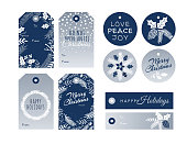 Set of Christmas and holiday tags - Illustration