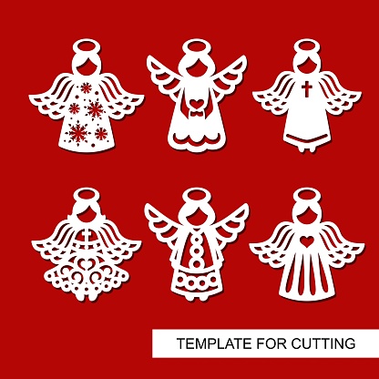 Set of christmas Decoration - silhouettes of Angels