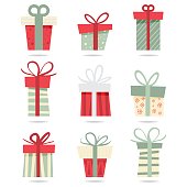 Vector illustration of a set of Christmas gift boxes