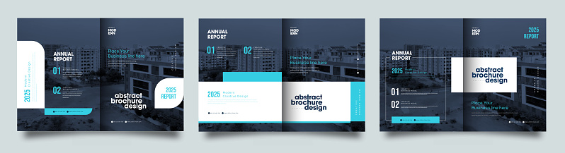 Set of Clean corporate bi fold business brochure design template in A4 format.