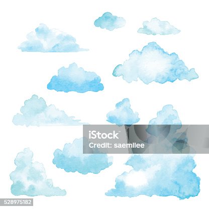 istock Set Of Clouds Watercolor 528975182