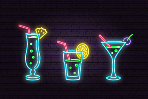 Cocktails Martini Glass Neon Sign Light Real Glass Wall Poster Artwork17"X14" 