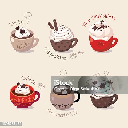 istock Set of coffee cups vector 1305955482