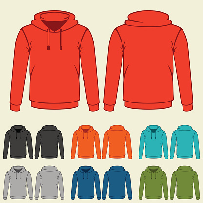 Set of colored hoodies templates for men