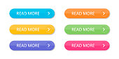 Set of colorful buttons with icons isolated on white background for websites and applications in flat style. EPS 10