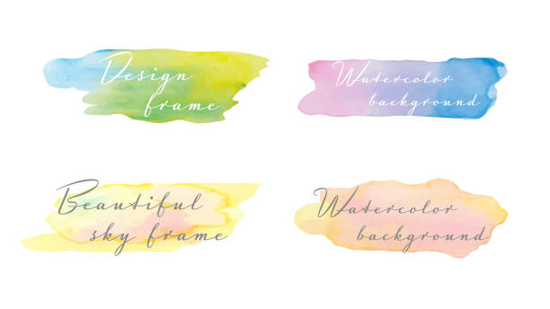 Set of colorful illustrations of watercolor brush strokes Set of colorful illustrations of watercolor brush strokes paint illustrations stock illustrations